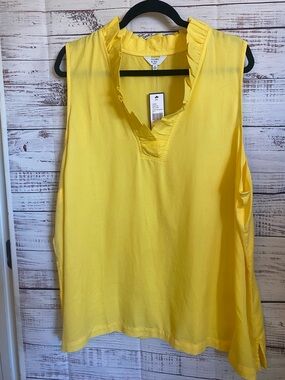 NWT Crown & Ivy Ruffle Neck Short Sleeves Women’s Peasant Top V Neck plus Sz 3X